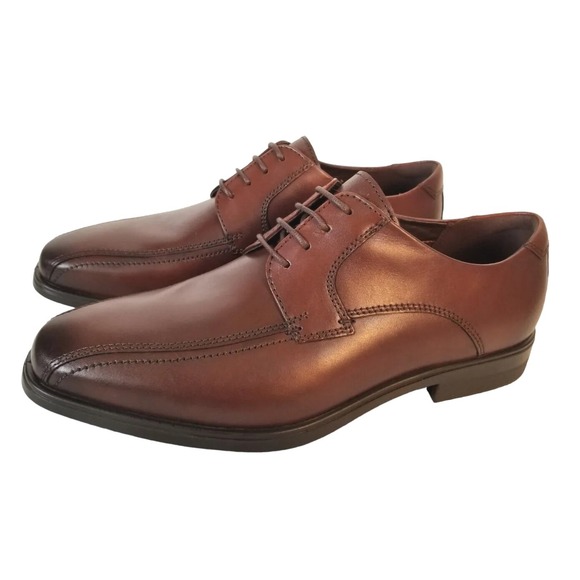 Ecco Brown Dress Shoes Melbourne Cap Toe Leather Mink Oxfords Men's Size 10-10.5 - Picture 1 of 12